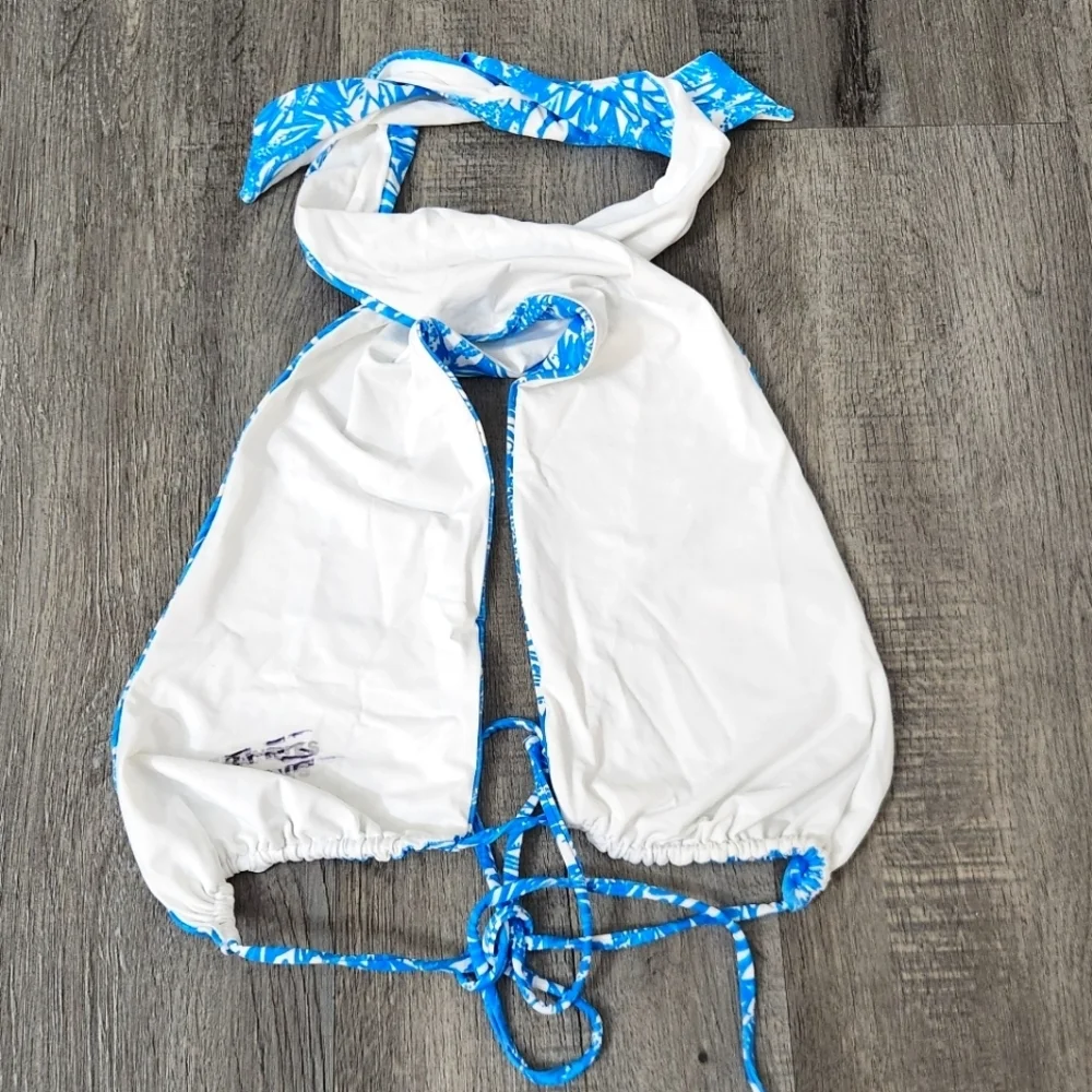 New!Frankie's Bikinis Bash Wrap‎ Halter Bikini Top-Iris